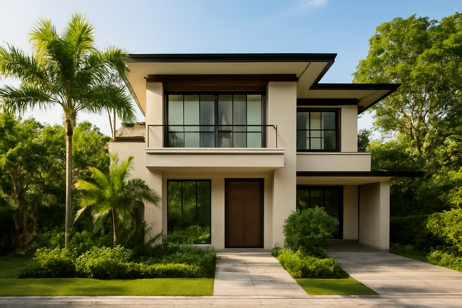AI-generated illustration of a modern landed house in Singapore for the TML landed property agent guide