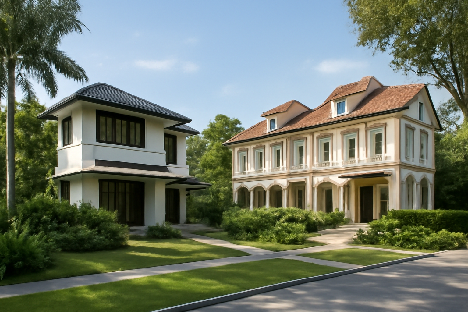 Freehold vs 99-year landed property in Singapore showcasing modern architecture and landed housing estates